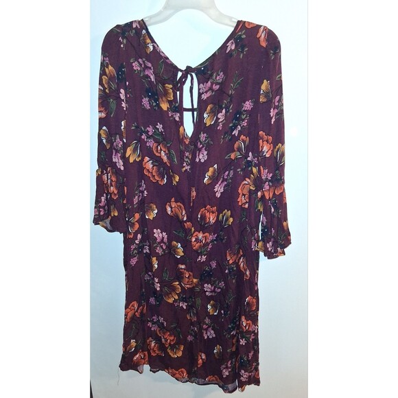 Terra & Sky Burgundy Floral 3/4 Sleeve Dress Sz 1X - Picture 3 of 3